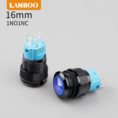 China LANBOO High-qualified Plastic Push Button 16mm Momentary 1NO1NC High Brightness With LED Switch Resistor At 3000VAC Voltage LB16SA for sale