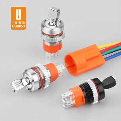 China LANBOO 16mm metal 16A high current waterproof IP65 push button switch factory direct sales with indicator 5-24V 220V LB16NZ for sale