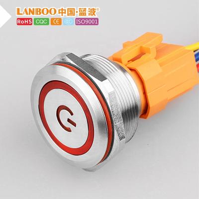 China LANBOO Metal Push Button 28/30mm Stainless Steel Waterproof Switch Latching or Momentary Switch with 12V LED Illuminated LB28/30A for sale