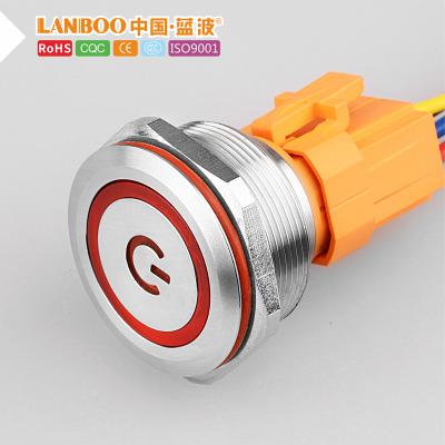 China LANBOO Stainless Steel Push Button Switch 28mm Momentary Flush Mount 30mm SPST LB28A ON/OFF 30A for sale