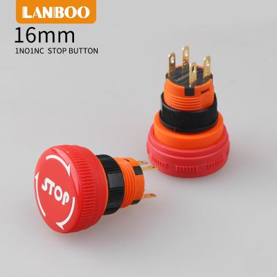 China Mushroom Main Emergency Stop Button Switch Spring Return / Mushroom Push Button LB16SM STOP Contact for sale