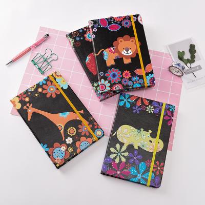 China Fashoion Factory Customized Notebook A5 Color Cartoon Animal Notepad With Rubber Band Notebook Stationery Diary for sale