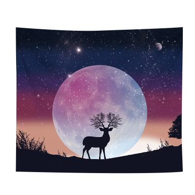 China Custom Pure Cotton Twill Sky Starry Landscape Decorative Printed Tapestry for sale