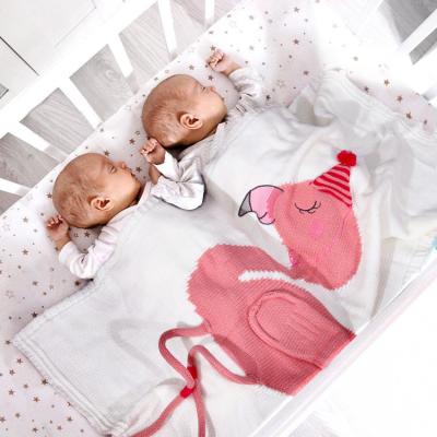 China Handmade Knitted Thick Warm Breathable Soft Anti-pull Flamingo Elk Design Blanket Baby Bedding Baby Kids Sleep Blanket for sale