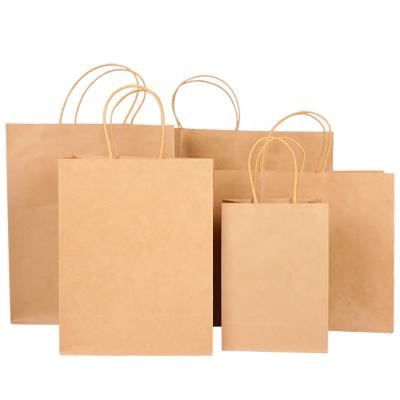 China Wholesale High Quality Recycled Materials Factory Price Kraft Paper Packaging Bags With Handles Print Your Own Logo Custom Fast Food Packing Bags for sale