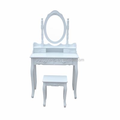 China White Storage Bedroom Furniture 4 Drawers Vanity Makeup Dressing Table Stool Set for sale