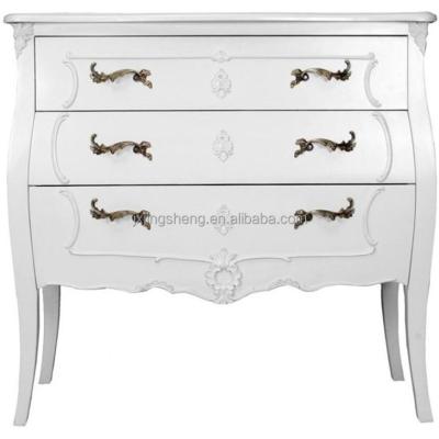 China Modern French Rococo Antique White Black Solid Mahogany Ivory 3 Drawer Chest NEW for sale