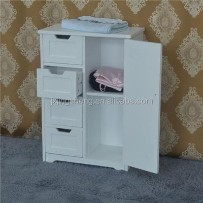 China Antique High Quality Bathroom Furniture Wooden Storage With Door 4 Drawer Cabinet for sale