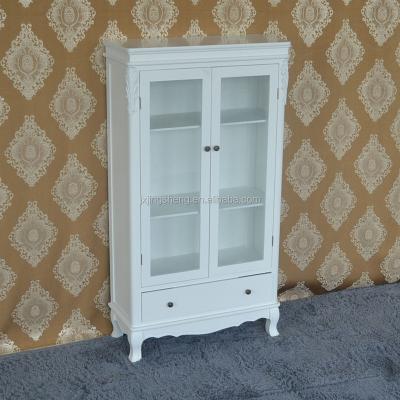 China PANEL Wholesale Matt White Shabby Chic Handmade 2 Door 1 Wide Cabinet Display Cabinet for sale