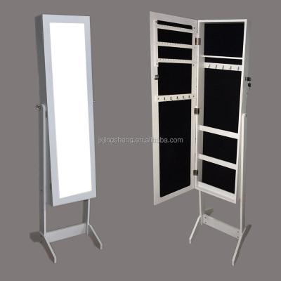 China Modern Cheap White Wooden MDF Furniture Mirror Jewelry Storage Cabinet for sale