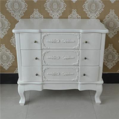 China White 3 Drawer French Style Storage Furniture Three Drawer Bombe Chest for sale