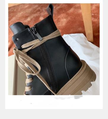 China Fashion trend mid-calf plush short boots new in autumn and winter 2022 thin and retro high thick soled leather Martin boots for women for sale