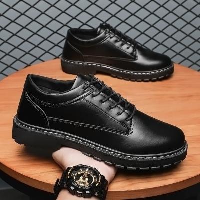 China Fashion trend new spring and autumn leather shoes, casual, high, soft, breathable, black, waterproof Martin boots for sale