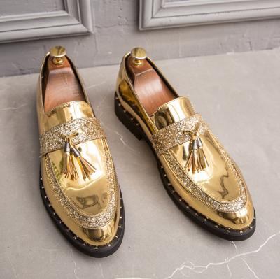 China Original high quality business gold of the latest design fashion fashion classic casual fancy style office shinny men's leather shoes elegant shoes for sale