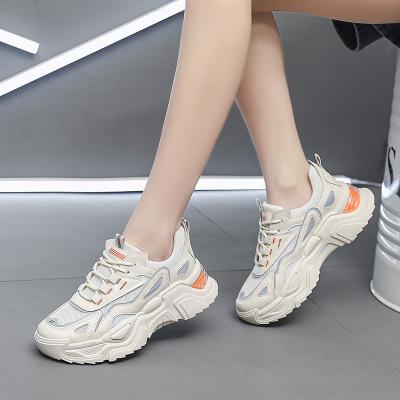 China Fashion Trend Wholesale Chunky Thick Sole Bottom Versatile Female Jogging Ins Sports Casual Breathable Youth Ladies Sneakers Shoes Dad Shoes for sale