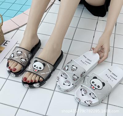 China Fashion Trend Summer Fashion Waterproof Soft Flat Cute Unique Animal Slippers Panda Cartoon Printing Women Slide Bathroom Shower Comfort for sale