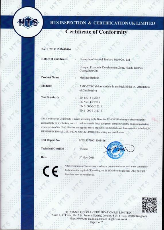 CE - Guangzhou Hotpool Sanitary Ware Co., Ltd.