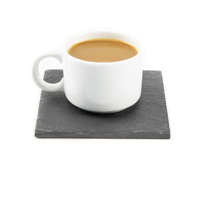 China Factory Direct Sales Viable Wholesale Edge 10*10*0.5cm Square Black Slate Coaster Stone Cup Handmade Round Cut Corner Mat for sale