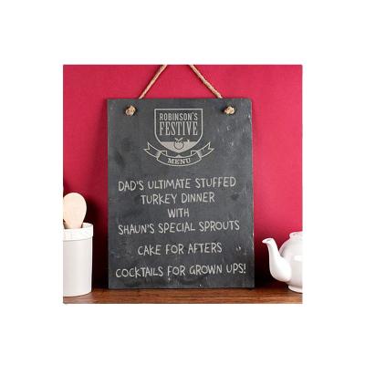 China The factory wholesale price of message board hanging 45*30*0.5cm large black slate chalk menu hanging board (laser customized design) for sale