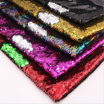 China Factory Supply 5cm Double Flip Sequins Fabric Luxury Sparkle Polyester Sequin Fabric Fashion Gold Silver Embroidery Tear-Resistant Sequins for sale