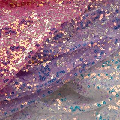 China Wholesale High Quality Tear-resistant Sequin Fabric Shiny Gold Silver 3mm Polyester Fabric Colorful Sequins Embroidered Fabric for sale