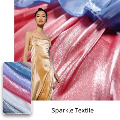 China Wholesale Best Bright Quality Luxurious Stretch Silk Fabric Micro-touch Nitra-touch Elasticity Luster Satin Lurex Fabric for sale