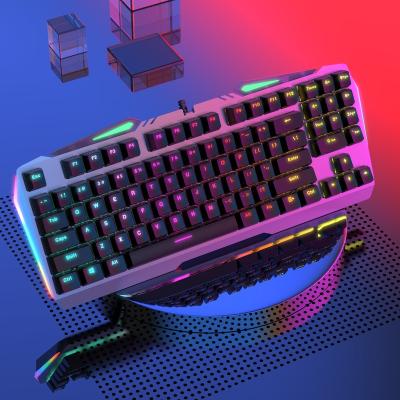 China ZL Plug & Play TEAMWOLF X72 Wired Metal 87 RGB USB Key Mini Gaming Mechanical Keyboard Backlight For Gamer for sale