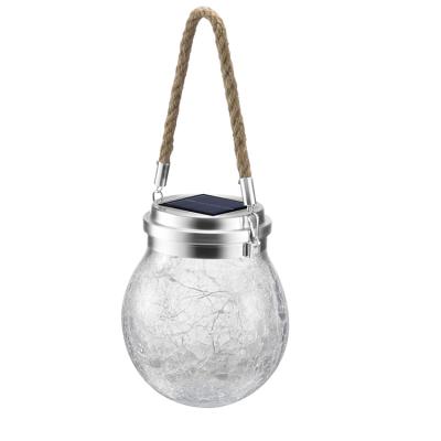 China Garden Hot Selling Solar Burst Glass Ball Hanging Solar Lamp Atmosphere Decorative Lamp Solar Night Light for sale