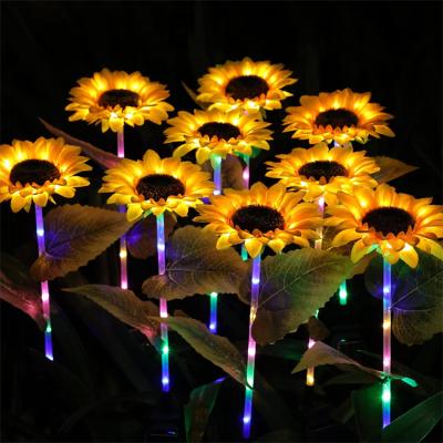 China New Simulation Garden Artificial Flower Light Sunflower Light Solar Colorful Waterproof Lawn Lamp Outdoor Solar Flower Light for sale