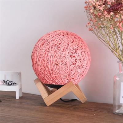 China Warm Home Decoration Sleepingnight Light Led Moon Rattan Ball Lamp Moon Lamp For Bedroom for sale