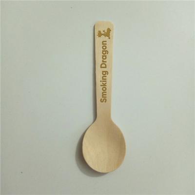 China Use For Fast Food Disposable Wooden Spoons 10cm With Logo On Both Side for sale