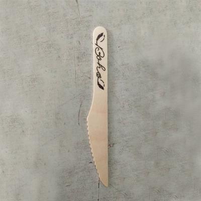 China Disposable Wholesale Custom Wooden Spoon 16cm Wooden Knife With Logo for sale