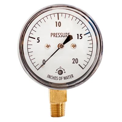 China SS 63MM 2.5'' 1/8 BSPT Low Pressure Air Gauge 20 IWC Low Pressure Manometer for sale