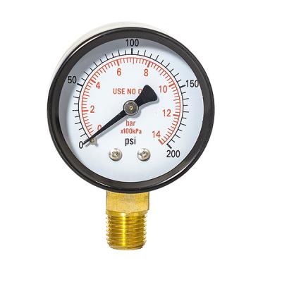 China 1/4'' BSPT Connection 200 Psi 5CM 2in General Pressure Gauges Glass Window for sale