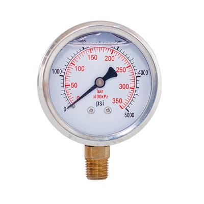 China 2.5 Inch 350 Bar Glycerin Liquid Gauge Stainless Steel Pressure Gauge 1/4'' NPT for sale