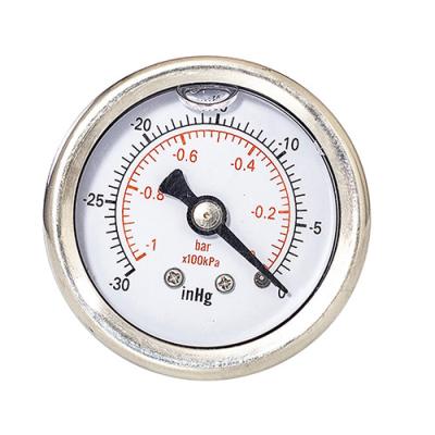 China 1.5 Inch -30inHG Liquid Inside Pressure Gauge 1/4 NPT Back Mount Connection for sale