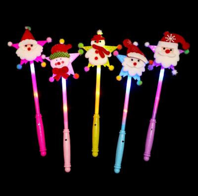 China Party Decoration Christmas luminous star snowman flash stick neon light fairy wand kids toys custom for sale