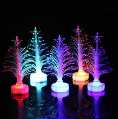 China Party Decoration Wholesale flash fiber optic Christmas tree color led night light christmas table decoration for sale