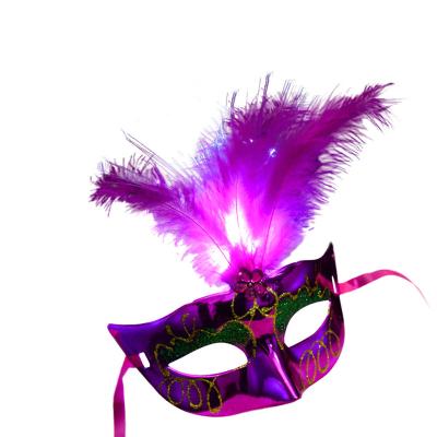 China Popular LED Shiny Masquerade Princess Feather Mask the masquerades Festival Costume Show for sale