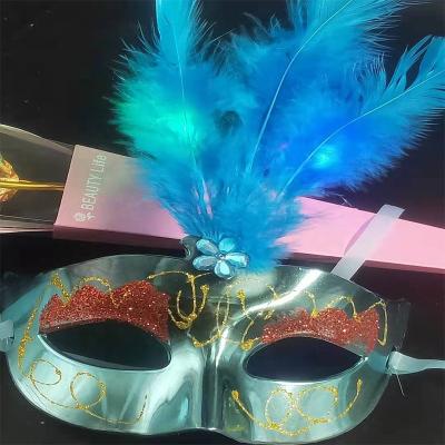 China Popular LED Shiny Masquerade Princess Feather Mask the masquerades Festival Costume Show for sale