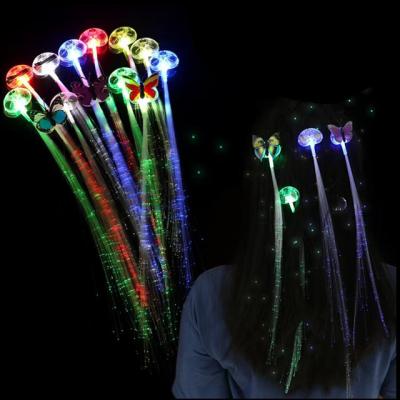 China Flashing Led Toys Light emitting butterfly woven headdress LED multi-color optical fiber flash children's toy party performance props duck clip for sale