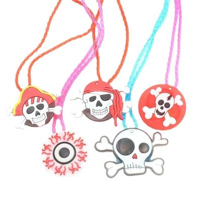 China Flashing Led Module Halloween Led Necklace Light Up Necklace Halloween Glowing Pendant Toys Party Favors Glow Necklace for Kids for sale