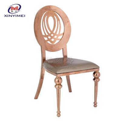 China New Design Rose Gold Frame Wedding Hotel Stainless Steel Cooling Chair for sale