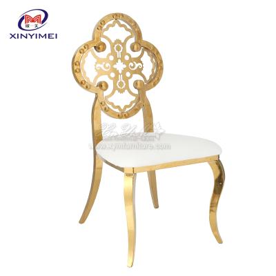 China Hotel Chair Luxury New Design Cushion Party Stainless Steel Leather Wedding Dining Chair for sale