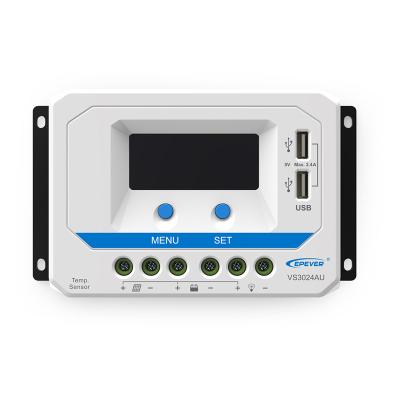 China Charger Controller 12/24Vdc 30A VS3024AU Input Dual USB 50V Design EPEVER PWM Solar Controller for sale