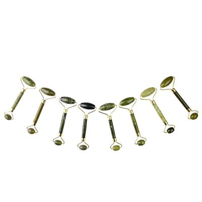 China Anti-puffiness Beauty Dial Bar Green Xiuyan Jade Roller With Guasha Hsiuyen Serpentine Stone Roll On The Facial Rollers Face For Eyes for sale