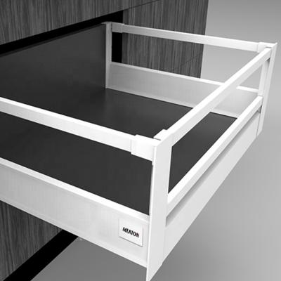 China Meaton good quality modern hot sale interior box with side square railings and front panel with square fencing automatic drawer slides for sale