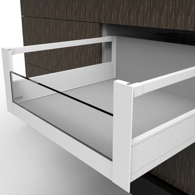 China OEM Modern Cheap Price Newest Soft-Closing Meaton Inner Box With Side Square Railings And Extended Low Front Glass Drawer Organizers for sale