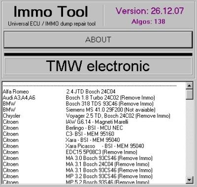 China IMMO TOOL V26.12.2007 Automotive Diagnostic Software For Engine ECU for sale