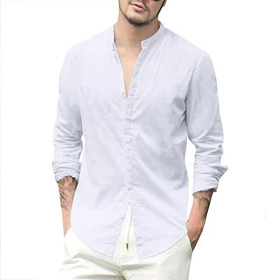 China Breathable Long Sleeve Shirts Canvas Button Down Beach Yoga Summer Casual Mens Shirts for sale